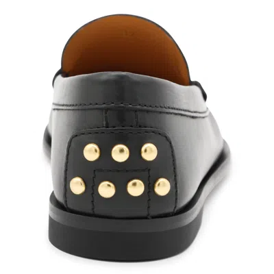 Tod's Black Loafers With Embossed Logo And Stud Details On The Back In Leather Woman