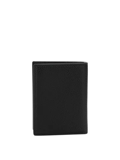 Tom Ford Black Card Holder With Embossed Logo Lettering On The Front In Grained Leather Man In Black