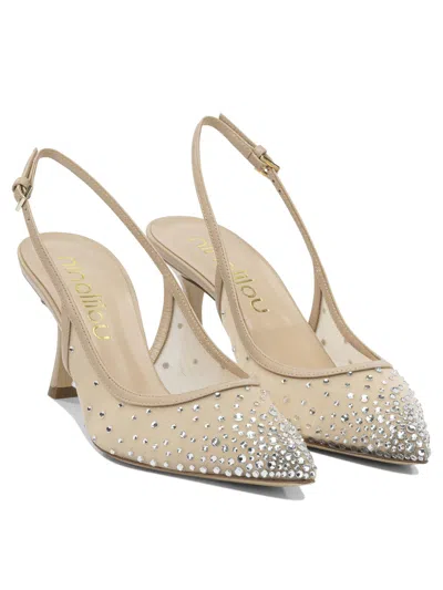 Ninalilou 75mm Crystal-embellished Slingback Pumps In Neutral