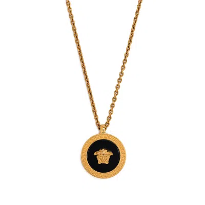 Versace Circular Medusa Necklace In Gold