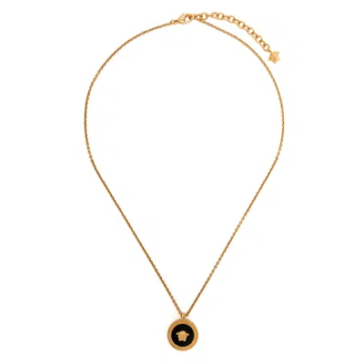 Versace Circular Medusa Necklace In Gold