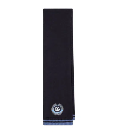 Dolce & Gabbana Virgin Wool Logo Scarf In Black