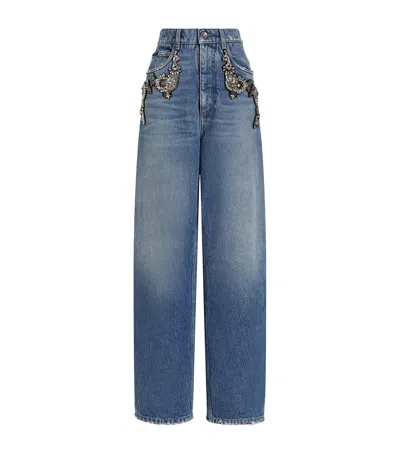 Dolce & Gabbana Embellished Wide-leg Trousers