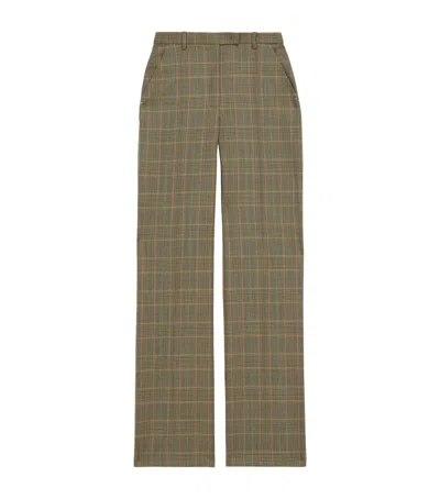 Alexander Mcqueen Wool Check Trousers In Green