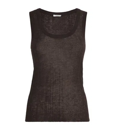 Joseph Wool-blend Sheer Ycaza Tank Top In Brown