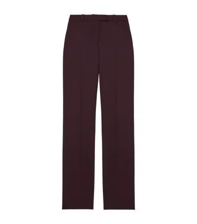 Alexander Mcqueen Wool Straight Trousers In Burgundy