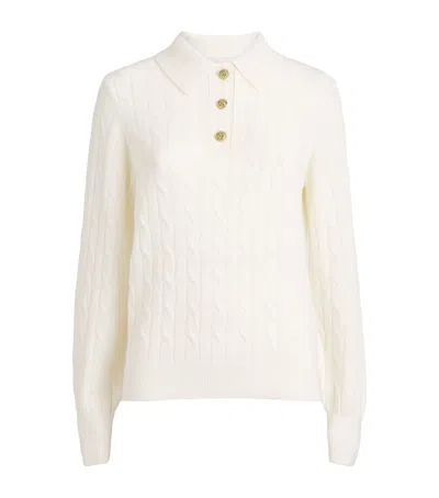 Barbour Evie Cable Stitch Polo Sweater In White