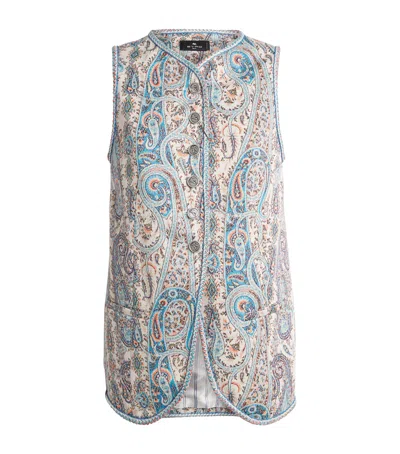 Etro Floral Paisley-motif Jacquard Waistcoat In Neutral