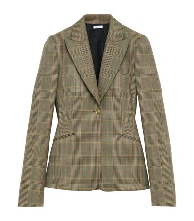 Alexander Mcqueen Wool Check Blazer In Green