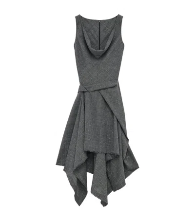 Alexander Mcqueen Wool Glen Mini Dress In Black