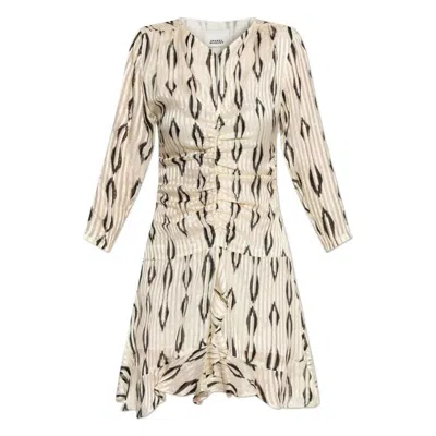 Isabel Marant Asymmetrical Draped Silk Dress With Cut-out Sleeves In White