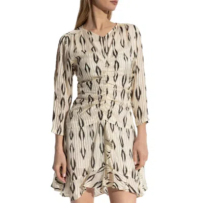 Isabel Marant Asymmetrical Draped Silk Dress With Cut-out Sleeves In White