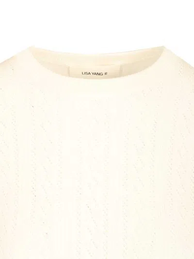 Lisa Yang Nika Tee Sweater Lace Dimond Openwork Knitwear White In Multi