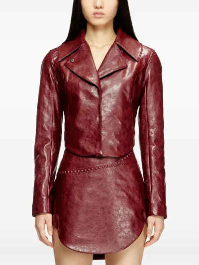 Diesel Coated Faux Leather Cropped Jacket Tailoring In Red