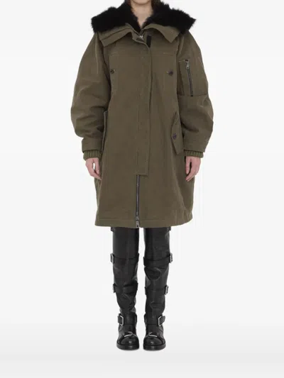 Dolce & Gabbana Padded Coat With Faux Fur Trim In Multi