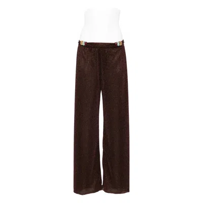 Oseree Beaded Detail Trousers In Brown