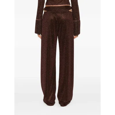 Oseree Beaded Detail Trousers In Brown