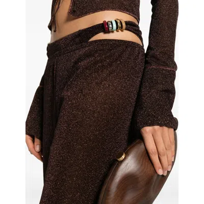 Oseree Beaded Detail Trousers In Brown