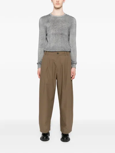 Studio Nicholson Pleated Yale Trousers In Brown