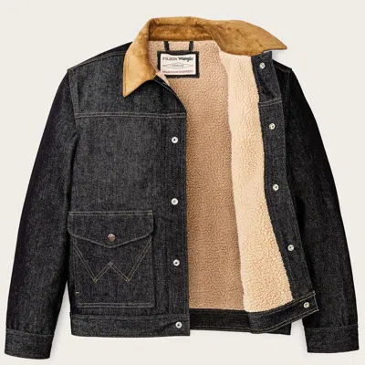 Filson X Wrangler Work Corduroy-collar Denim Jacket In Black