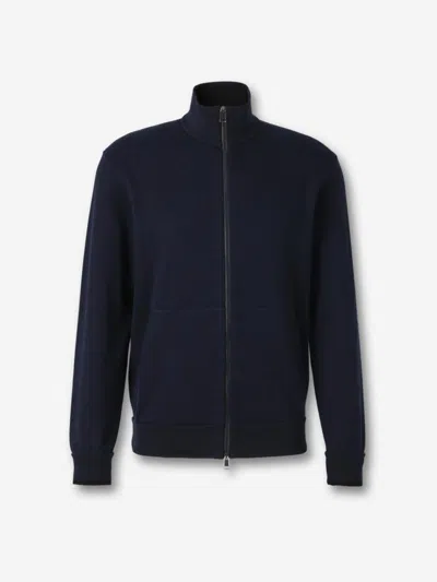 Brioni Zip-up High-neck Sweatshirt In Blue