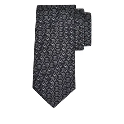 Ferragamo Biella Gancini Jacquard Silk Tie Pointed Tip In Black