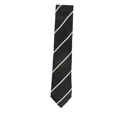 Tom Ford Striped Tie In Black