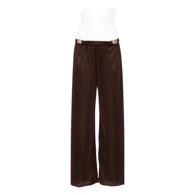 Oseree Beaded Detail Trousers In Brown