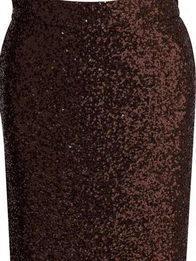 Semper Sequined Midi Skirt Skirts Brown In Metallic