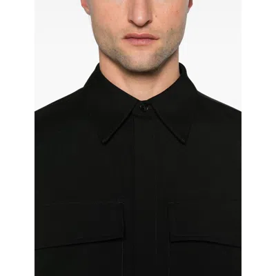Jil Sander Black Wool Shirt With Pockets In Black