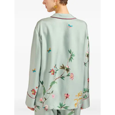 La Doublej Floral Panel Pyjama Shirt In Green