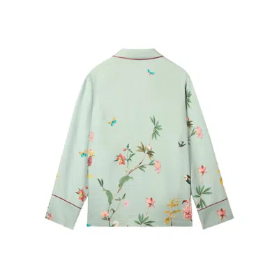 La Doublej Floral Panel Pyjama Shirt In Green