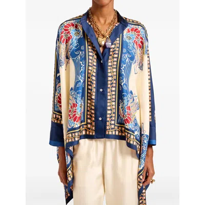 La Doublej Foulard Printed Silk Twill Shirt In Multi