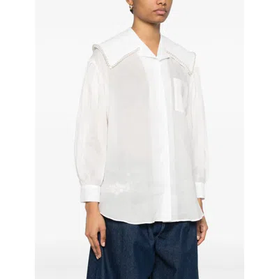 Simone Rocha Sailor-collar Puff-sleeves Shirt In White