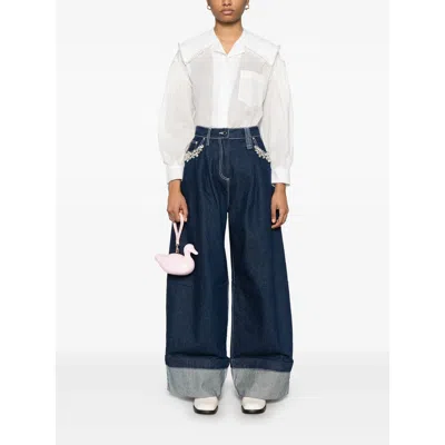 Simone Rocha Sailor-collar Puff-sleeves Shirt In White