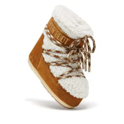 Moon Boot Logo Printed Shearling Lace-up Boots In Multi