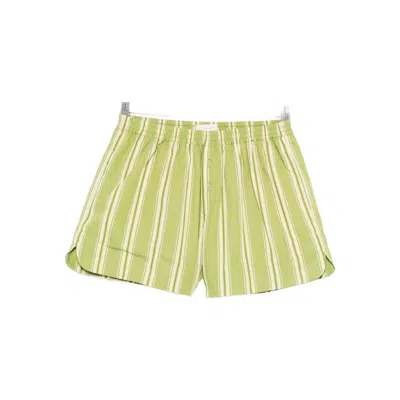 Faithfull The Brand Striped Button Shorts In Green