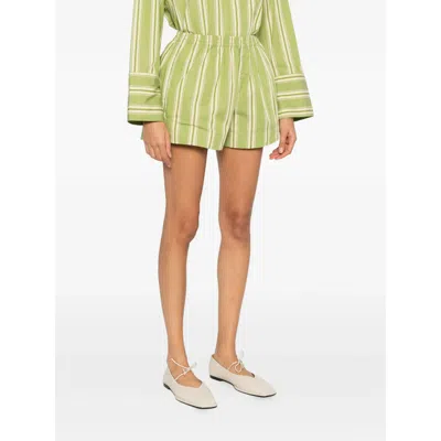 Faithfull The Brand Striped Button Shorts In Green