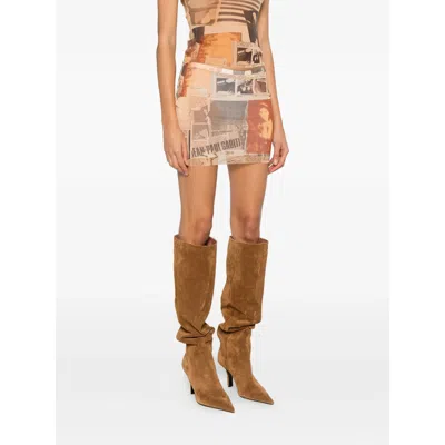 Jean Paul Gaultier Printed Midi Skirt In Multi
