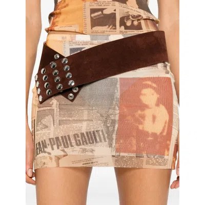 Jean Paul Gaultier Printed Midi Skirt In Multi