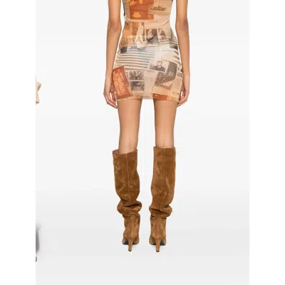 Jean Paul Gaultier Printed Midi Skirt In Multi