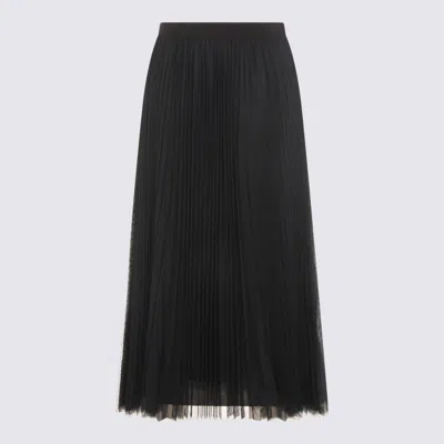Fabiana Filippi Sheer Midi Skirt Pleats Elastic Waistband In Black