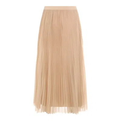 Fabiana Filippi Layered Pleated Skirt Sheer Overlay Midi In Gold