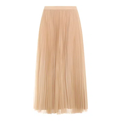 Fabiana Filippi Layered Pleated Skirt Sheer Overlay Midi In Gold
