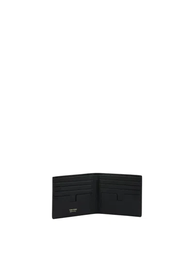 Tom Ford Small Grain Leather Bifold Wallet In Black