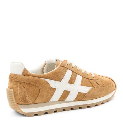 Hogan Low Top Sneakers Contrast Stitching Rubber Sole In Brown