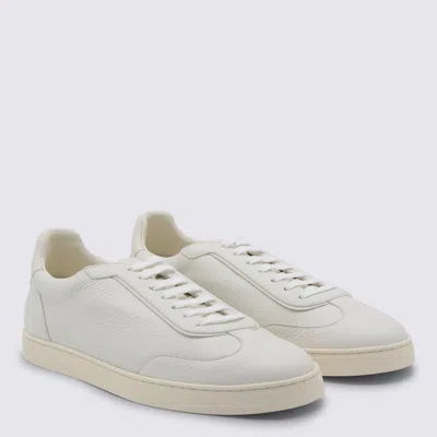 Brunello Cucinelli Men Deer Leather Sneakers With Grain In Multi