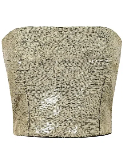 Dolce & Gabbana Strapless Sequin Cropped Lace Evening Top