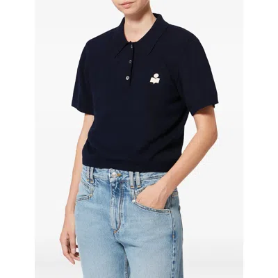 Isabel Marant Étoile Womens Midnight Althea Collared Cotton And Wool-blend Top In Multi