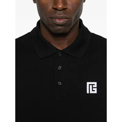 Balmain Short-sleeve Polo Shirt In Black